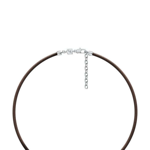 Fossil Machine Rondelles Brown Leather Station Necklace - Preorder