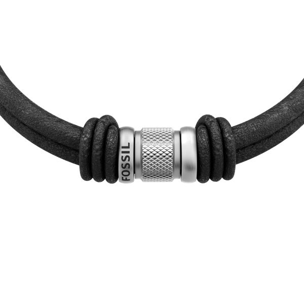 Fossil Machine Rondelles Black Leather Multi-Strand Bracelet - Preorder