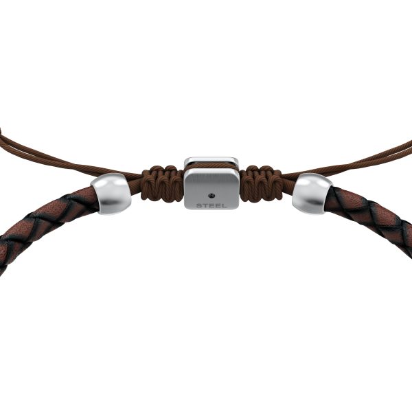 Fossil Machine Rondelles Brown Leather Station Bracelet - Preorder