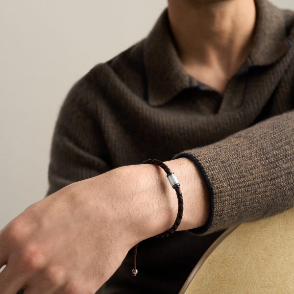 Fossil Machine Rondelles Brown Leather Station Bracelet - Preorder