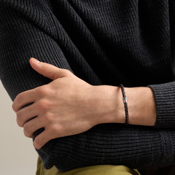 Fossil Everett Enamel Brown Leather Station Bracelet - Preorder