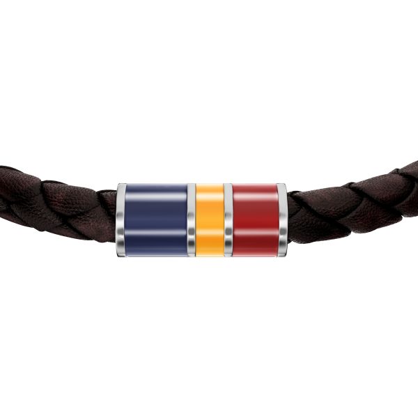 Fossil Everett Enamel Brown Leather Station Bracelet - Preorder