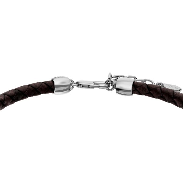 Fossil Everett Enamel Brown Leather Station Bracelet - Preorder