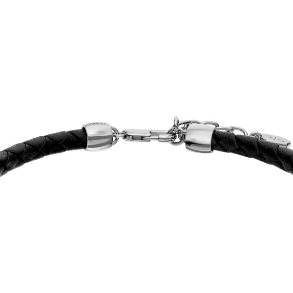 Fossil Everett Enamel Black Leather Station Bracelet - Preorder