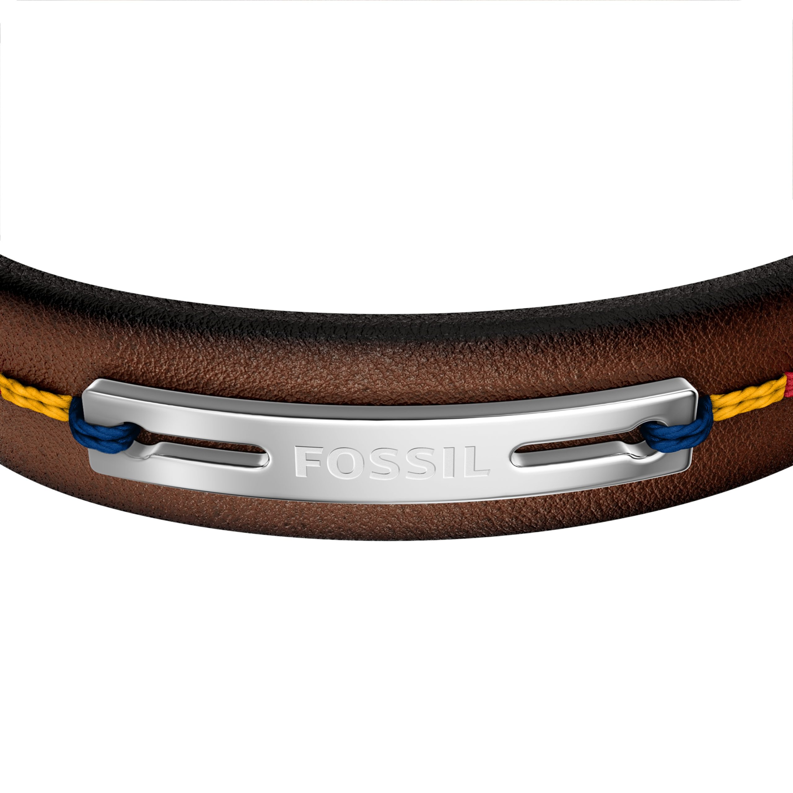 Fossil Everett Topstitch Brown Leather Strap Bracelet - Preorder - Image 2