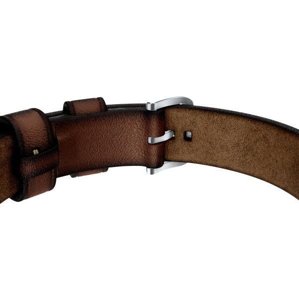 Fossil Everett Topstitch Brown Leather Strap Bracelet - Preorder