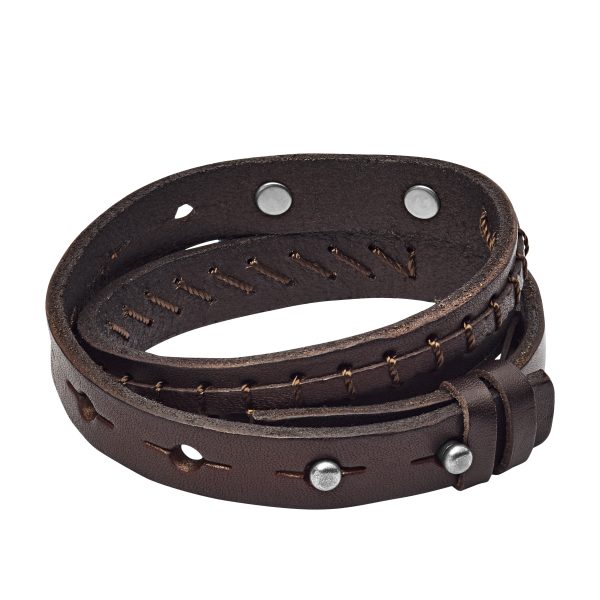 Fossil Vintage Casual Brown Double-Wrap Leather Bracelet - Preorder
