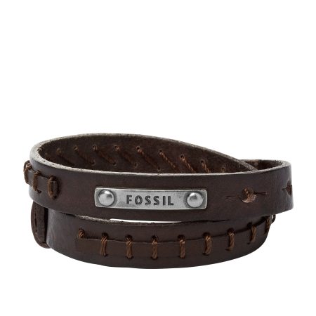 Fossil Vintage Casual Brown Double-Wrap Leather Bracelet - Preorder