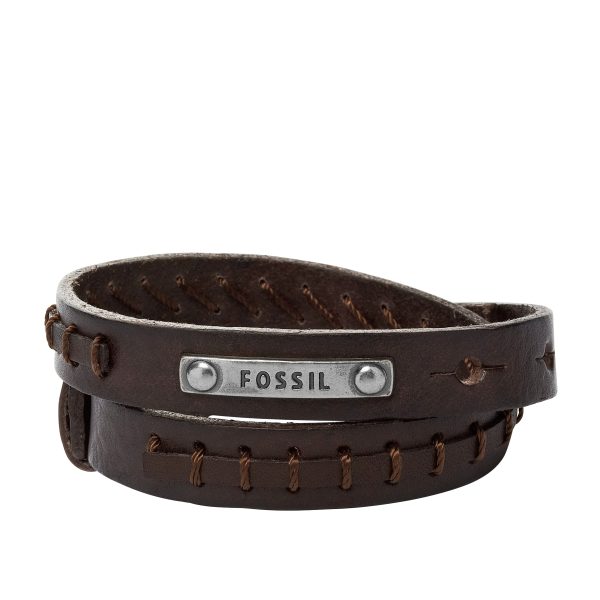 Fossil Vintage Casual Brown Double-Wrap Leather Bracelet - Preorder