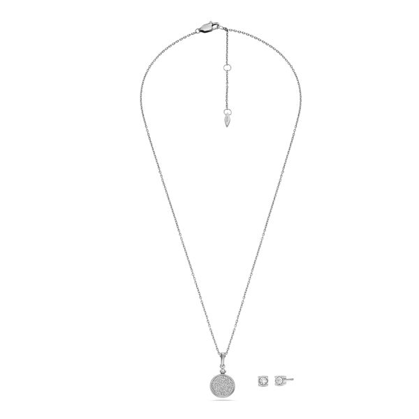 Fossil Core Gifts Stainless Steel Stud Earrings and Necklace Set - Preorder