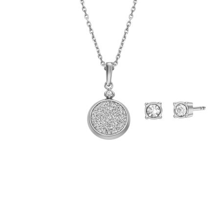 Fossil Core Gifts Stainless Steel Stud Earrings and Necklace Set - Preorder