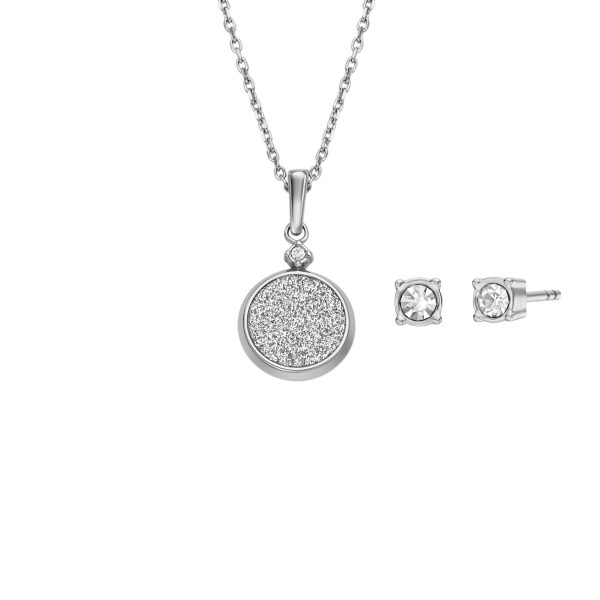 Fossil Core Gifts Stainless Steel Stud Earrings and Necklace Set - Preorder