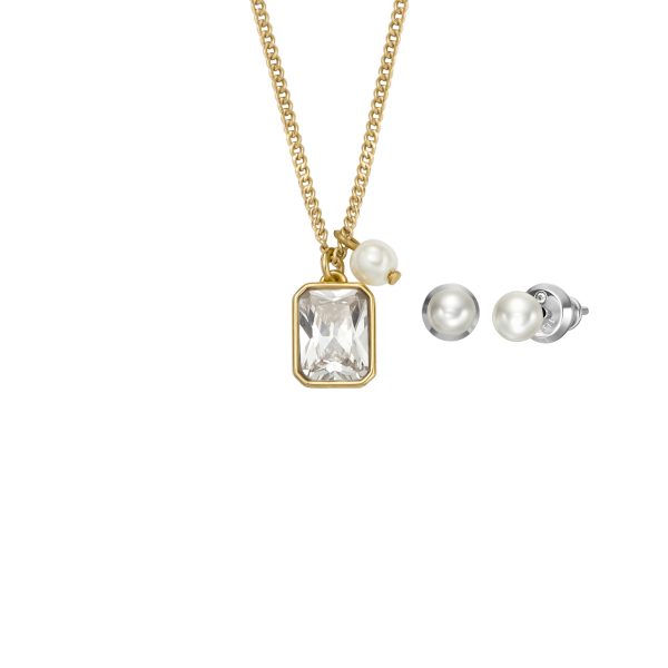 Fossil White Pearl Necklace and Earrings Gift Set - Preorder