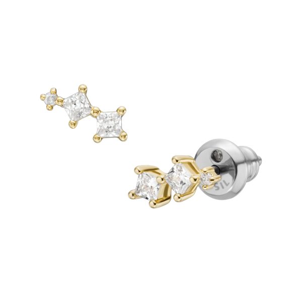 Fossil Hazel Classic Glitz Gold-Tone Brass Stud Earrings - Preorder
