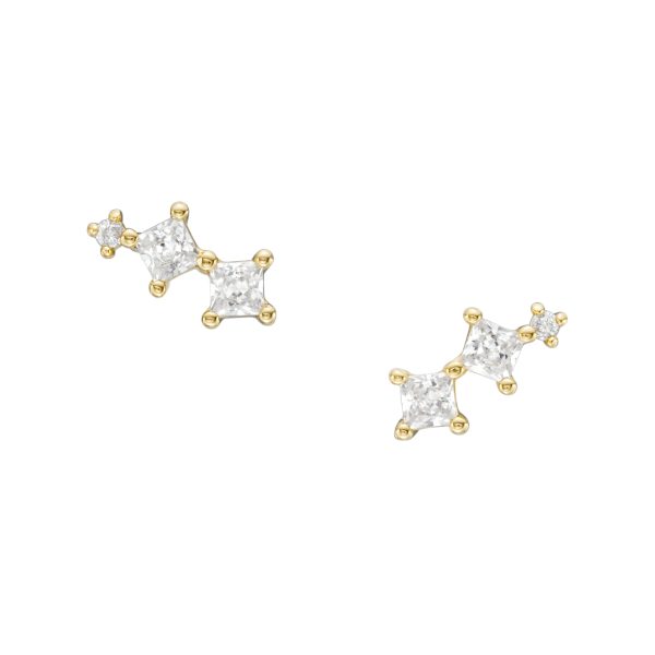 Fossil Hazel Classic Glitz Gold-Tone Brass Stud Earrings - Preorder
