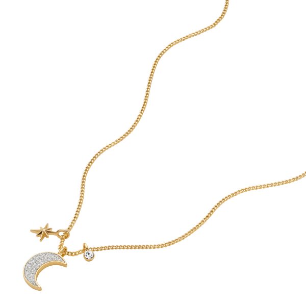 Fossil Hazel Night Sky Gold-Tone Brass Moon & Star Pendant Necklace - Preorder