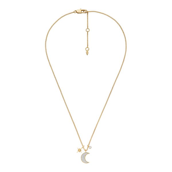 Fossil Hazel Night Sky Gold-Tone Brass Moon & Star Pendant Necklace - Preorder