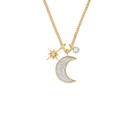 Fossil Hazel Night Sky Gold-Tone Brass Moon & Star Pendant Necklace - Preorder