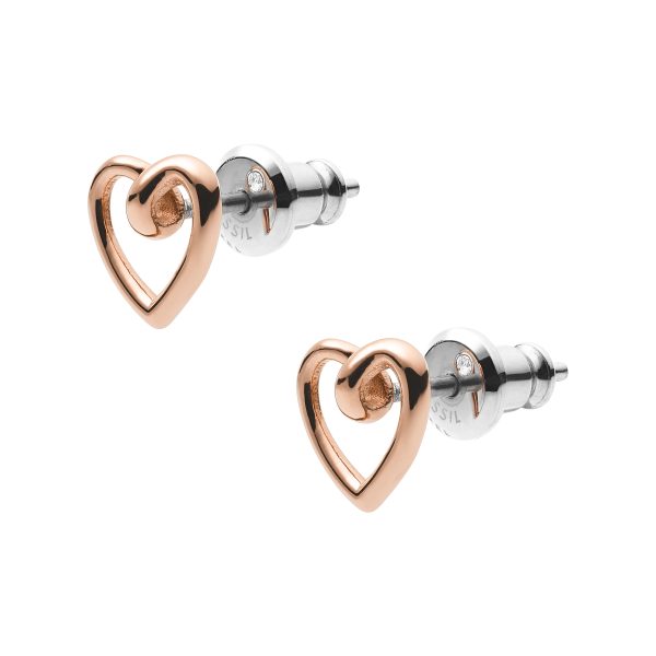 Fossil Sawyer Rose Gold-Tone Stainless Steel Stud Earrings - Preorder
