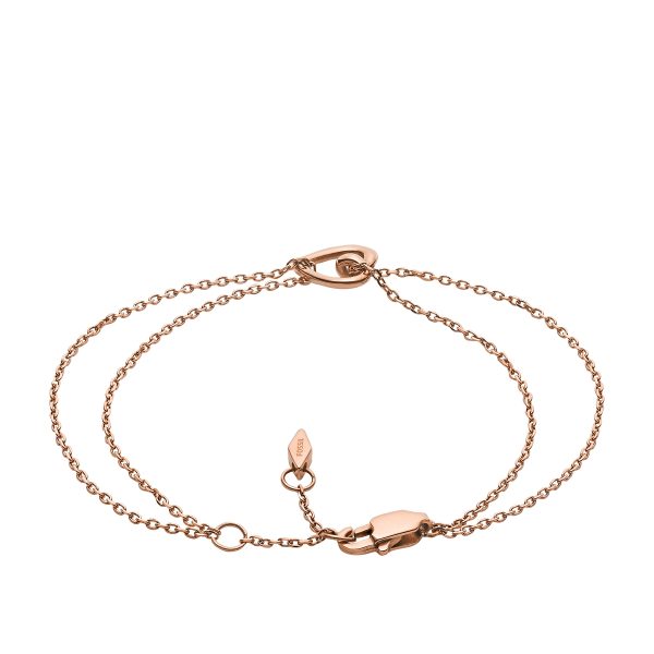 Fossil Sawyer Rose Gold-Tone Stainless Steel Chain Bracelet - Preorder