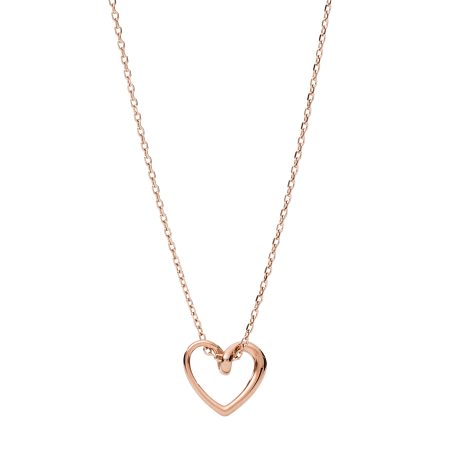 Fossil Sawyer Rose Gold-Tone Stainless Steel Pendant Necklace - Preorder