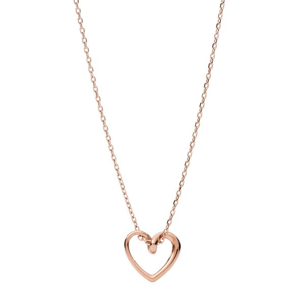 Fossil Sawyer Rose Gold-Tone Stainless Steel Pendant Necklace - Preorder