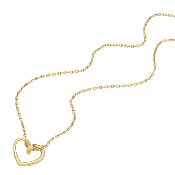 Fossil Sawyer Open Heart Gold-Tone Stainless Steel Pendant Necklace - Preorder