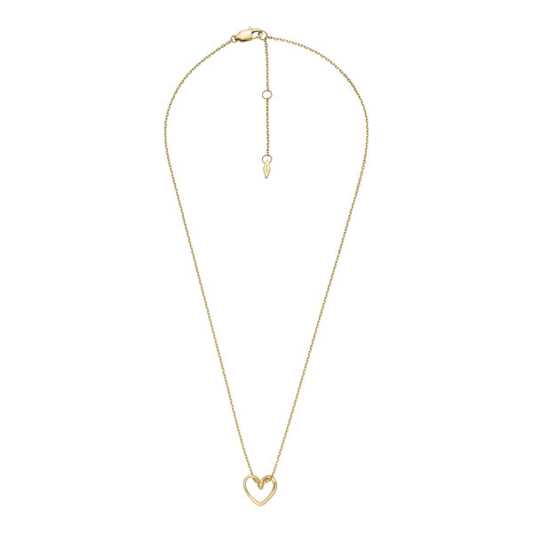 Fossil Sawyer Open Heart Gold-Tone Stainless Steel Pendant Necklace - Preorder