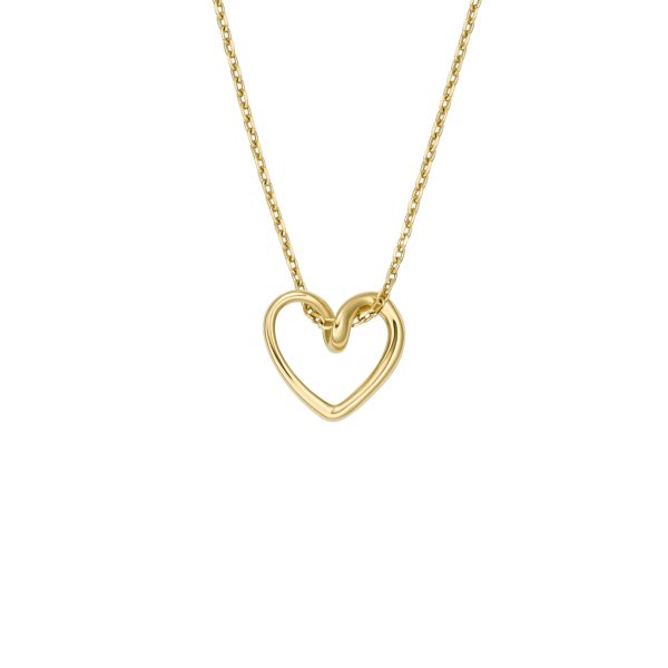 Fossil Sawyer Open Heart Gold-Tone Stainless Steel Pendant Necklace - Preorder