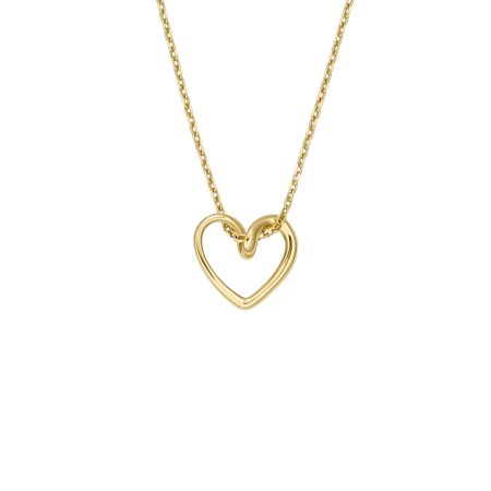 Fossil Sawyer Open Heart Gold-Tone Stainless Steel Pendant Necklace - Preorder