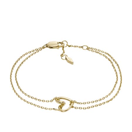 Fossil Sawyer Open Heart Gold-Tone Stainless Steel Chain Bracelet - Preorder