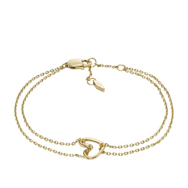Fossil Sawyer Open Heart Gold-Tone Stainless Steel Chain Bracelet - Preorder
