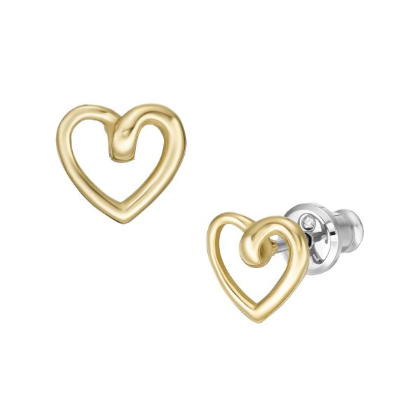 Fossil Sawyer Open Heart Gold-Tone Stainless Steel Stud Earrings - Preorder
