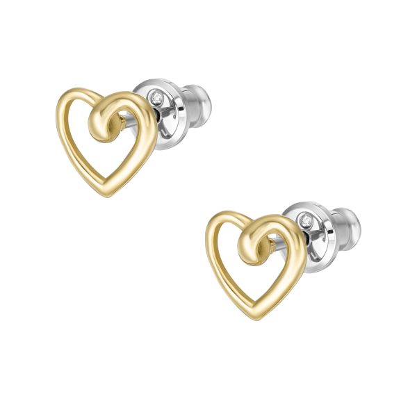 Fossil Sawyer Open Heart Gold-Tone Stainless Steel Stud Earrings - Preorder