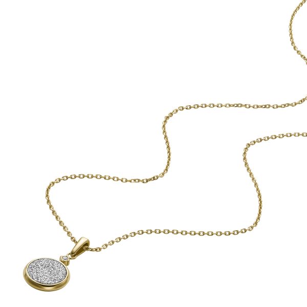 Fossil Hazel Glitz Paper Gold-Tone Stainless Steel Pendant Necklace - Preorder