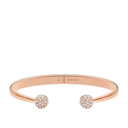 Fossil Hazel Glitz Cuff Rose Gold-Tone Stainless Steel Cuff Bracelet - Preorder