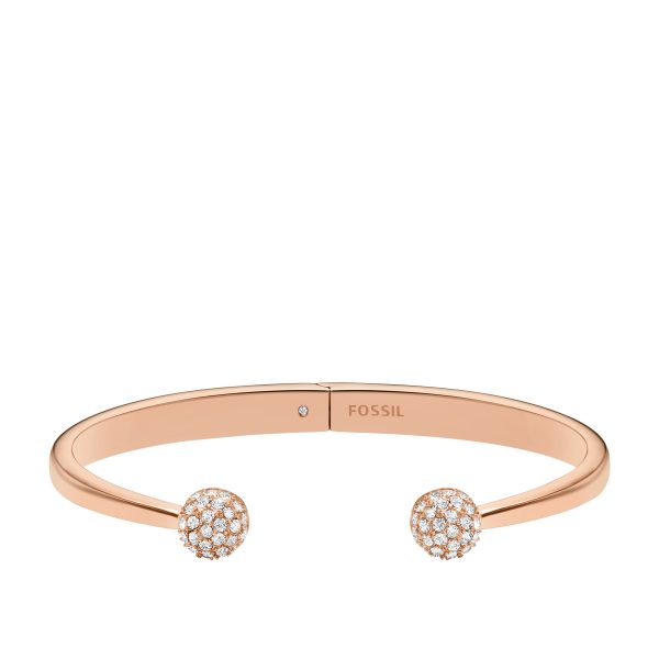 Fossil Hazel Glitz Cuff Rose Gold-Tone Stainless Steel Cuff Bracelet - Preorder