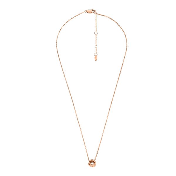 Fossil Sawyer Love Knot Rose Gold-Tone Stainless Steel Station Necklace - Preorder