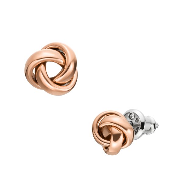 Fossil Sawyer Love Knot Rose Gold-Tone Stainless Steel Stud Earrings - Preorder