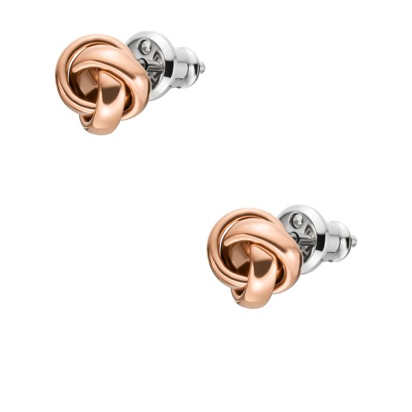 Fossil Sawyer Love Knot Rose Gold-Tone Stainless Steel Stud Earrings - Preorder