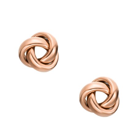 Fossil Sawyer Love Knot Rose Gold-Tone Stainless Steel Stud Earrings - Preorder