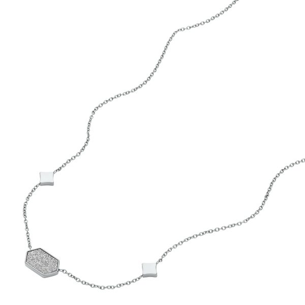 Fossil Hazel Paper Glitz Stainless Steel Station Necklace - Preorder