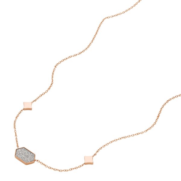 Fossil Hazel Paper Glitz Rose Gold-Tone Stainless Steel Station Necklace - Preorder