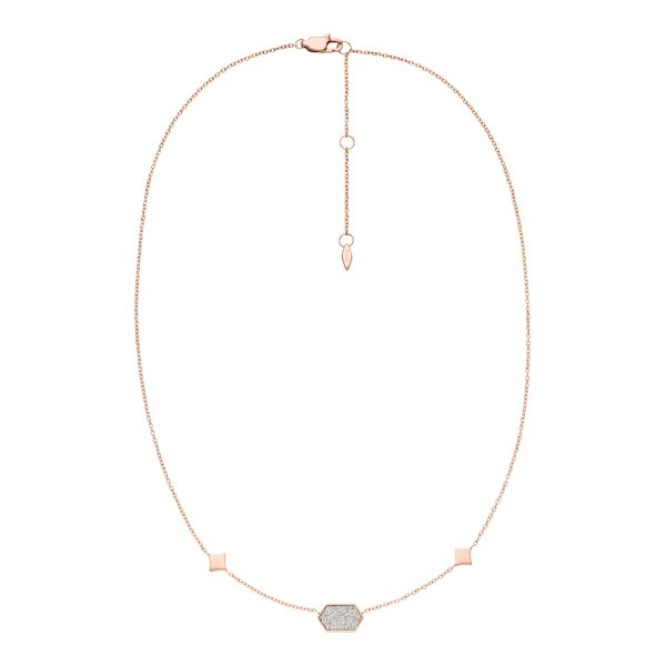 Fossil Hazel Paper Glitz Rose Gold-Tone Stainless Steel Station Necklace - Preorder