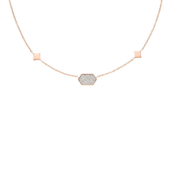 Fossil Hazel Paper Glitz Rose Gold-Tone Stainless Steel Station Necklace - Preorder