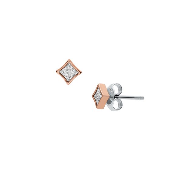 Fossil Hazel Paper Glitz Rose Gold-Tone Stainless Steel Stud Earrings - Preorder