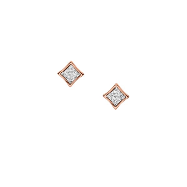 Fossil Hazel Paper Glitz Rose Gold-Tone Stainless Steel Stud Earrings - Preorder