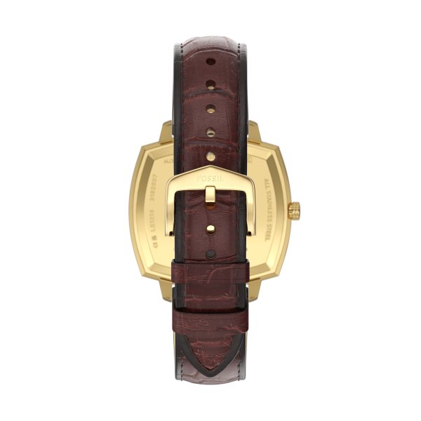 Fossil Nick Jonas x Fossil Machine Luxe 37mm Vignette Three-Hand Croco Leather Watch - Preorder