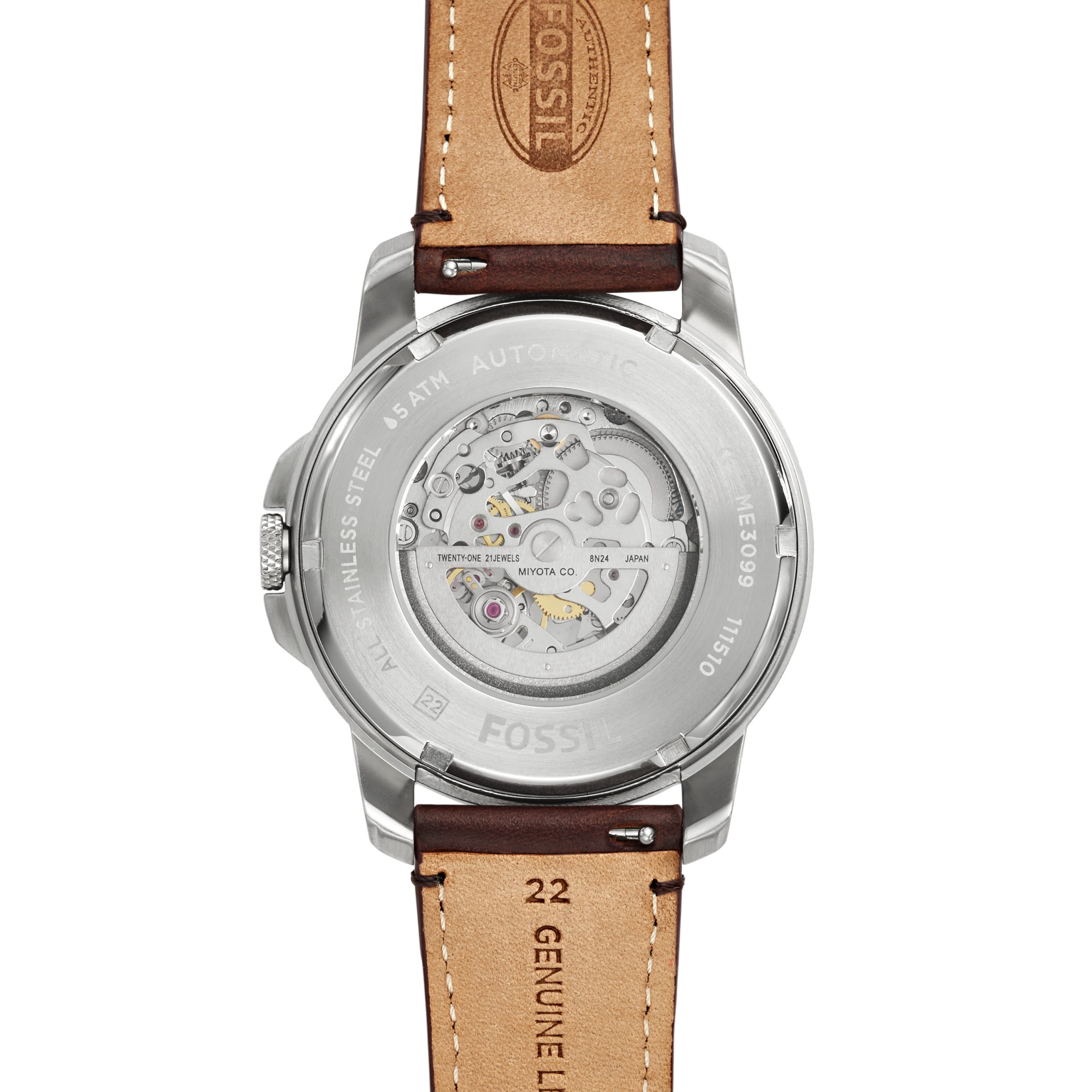 Fossil Grant 45mm Automatic Leather Watch - Preorder - Image 7