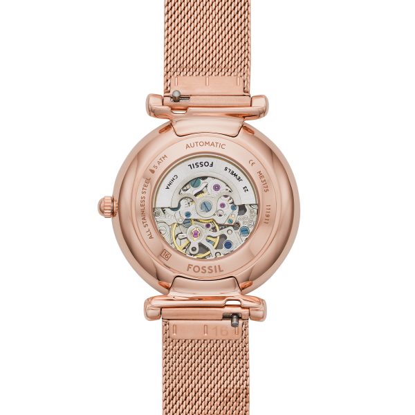 Fossil Carlie 35mm Automatic Stainless Steel Mesh Watch - Preorder
